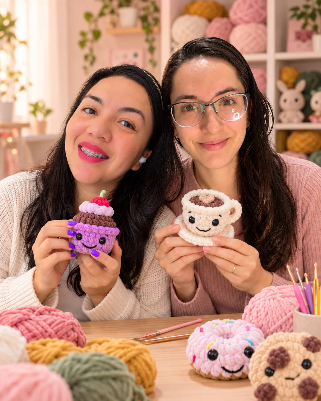 Tai e Roh, criadoras do Fio & Foco, em fotos lado a lado